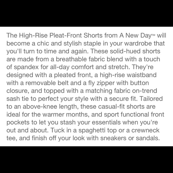 High rise pleat front short - Picture 3 of 3